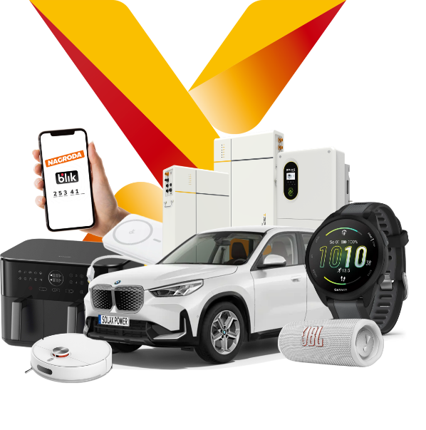 Nagrody w programie Solaxujesz: BMW iX1, czek BLIK, zegarek Garmin, odkurzacz, głośnik JBL oraz urządzenia SolaX Power